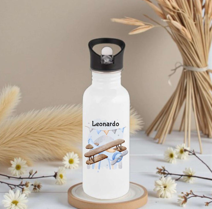 Kindergarten Set personalisiert Flugzeug – Rucksack, Trinkflasche & Brotdose mit Namen Kitakind - CreativMade 