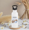 Personalisierte Trinkflasche Kinder Flugzeug -  Edelstahl Trinkflasche mit Name - Strohhalm Geschenk Einschulung Geburtstag - CreativMade 