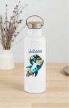 Personalisierte Kinder Trinkflasche mit Namen Rakete Astronaut – Edelstahl Thermosflasche auslaufsicher für Kindergarten & Schule - CreativMade