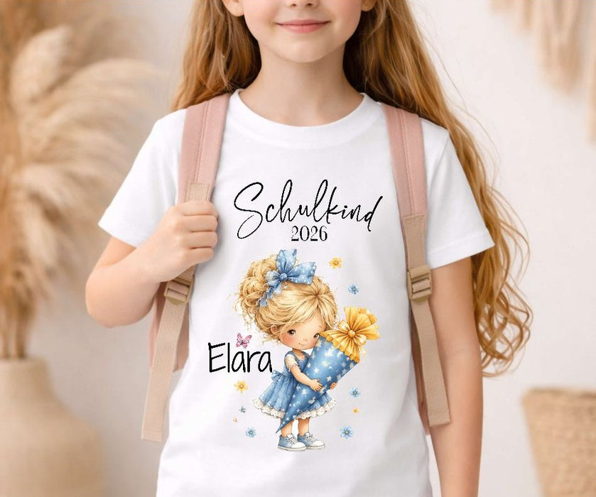 Einschulungsshirt mit Namen personalisiert Zuckertüte Mädchen T-Shirt Einschulung - CreativMade