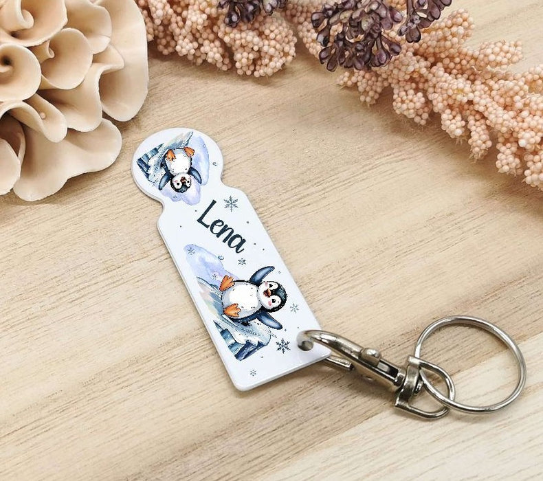 Einkaufswagenlöser personalisiert mit Namen Pinguin Einkaufchip Wagenlöser Metall Schlüsselanhänger