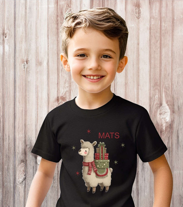 Bügelbild Kinder Lama Weihnachten Textilaufbügler DIY Projekt Applikation hochwertiger DTF Ausdruck XL - CreativMade 