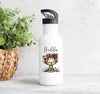 Personalisiertes Kinder Trinkflaschen- & Tassen-Set mit Namen Katze – Edelstahl Trinkflasche 500 ml für Schule & Kindergarten - CreativMade