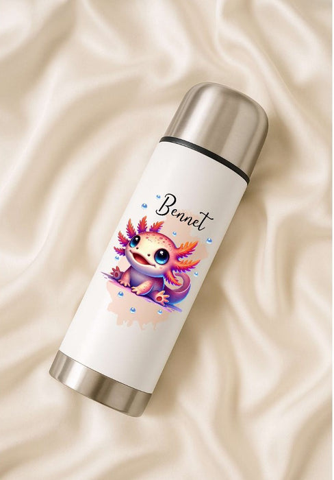 Personalisierte Thermoskanne Axolotl aus Edelstahl für Kinder mit Namen, für Schule &  Kindergarten - CreativMade 