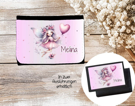 Kinder Geldbeutel personalisiert Fee – Geldbörse mit Namen Klettverschluss oder Reißverschluss Porte­mon­naie - CreativMade