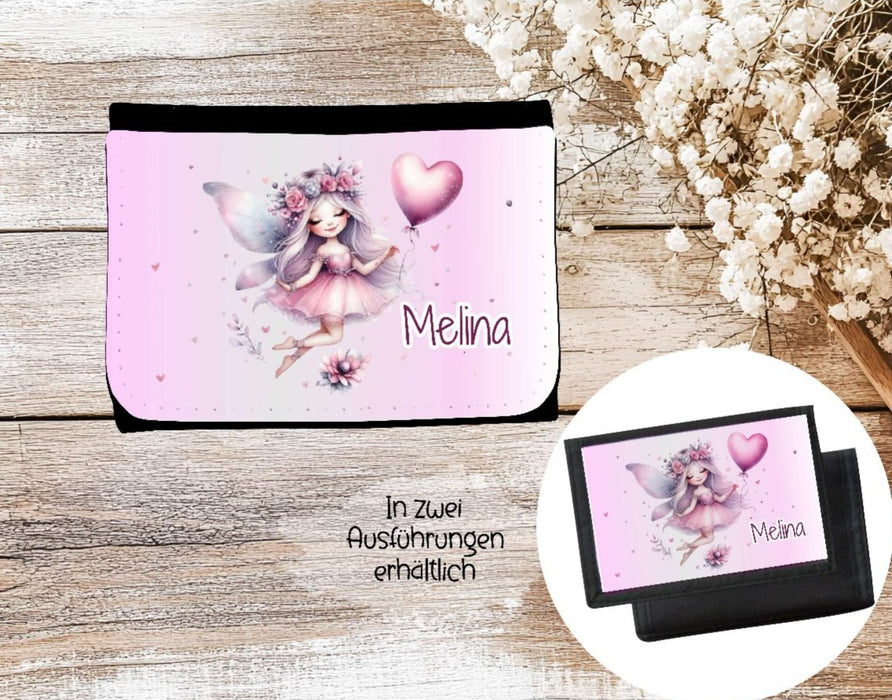 Kinder Geldbeutel personalisiert Fee – Geldbörse mit Namen Klettverschluss oder Reißverschluss Porte­mon­naie - CreativMade