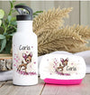 Brotdose & Trinkflasche personalisiert - Reh - Kinder Set mit Namen Edelstahl Trinkflasche - CreativMade 