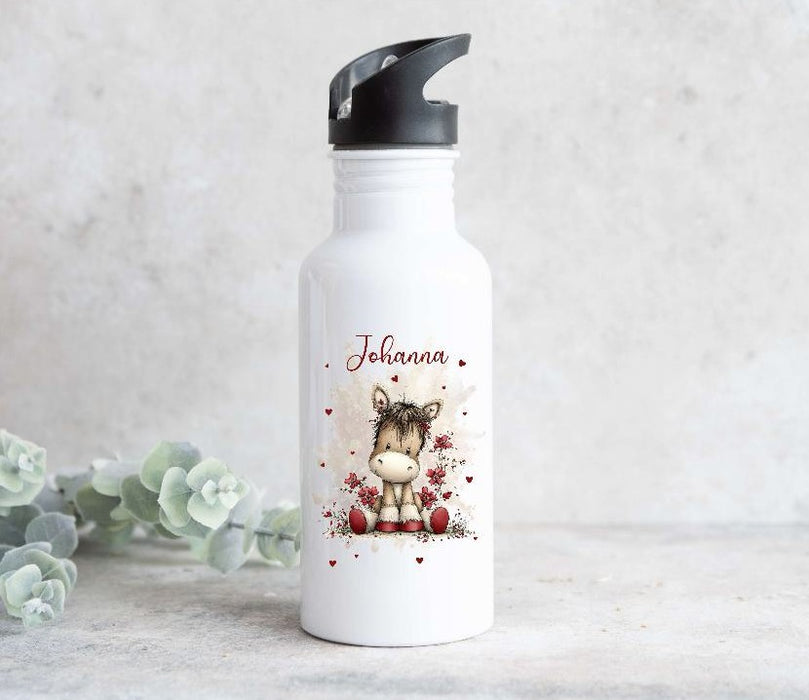 Brotdose & Trinkflasche personalisiert - Esel - Kinder Set mit Namen Edelstahl Trinkflasche - CreativMade 