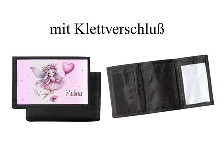 Kinder Geldbeutel personalisiert Fee – Geldbörse mit Namen Klettverschluss oder Reißverschluss Porte­mon­naie - CreativMade