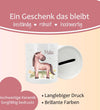 Personalisierte Kinderspardose mit Namen Pferd - Keramik Spardose zur Einschulung, Geburt oder Taufe - CreativMade