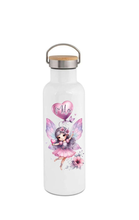 Personalisierte Kinder Trinkflasche mit Namen Fee – Edelstahl Thermosflasche auslaufsicher für Kindergarten & Schule - CreativMade