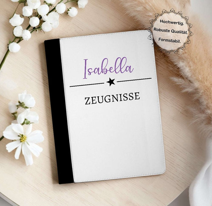 Personalisierte Zeugnismappe mit Namen – Mappe für Schulzeugnisse A4 | Geschenk zur Einschulung Jungen Mädchen - CreativMade 