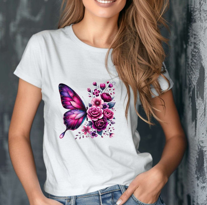 Bügelbild Schmetterling Erwachsene Aufbügelmotiv Textilaufbügler für Kleidung & Stoffe DIY Transferbild & Geschenkidee Damen - CreativMade