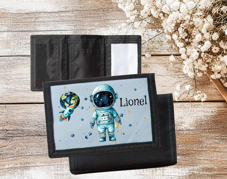Kinder Geldbeutel personalisiert Astronaut – Geldbörse mit Namen Klettverschluss  Porte­mon­naie - CreativMade 