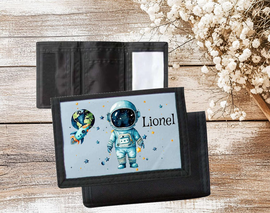 Kinder Geldbeutel personalisiert Astronaut – Geldbörse mit Namen Klettverschluss  Porte­mon­naie - CreativMade 