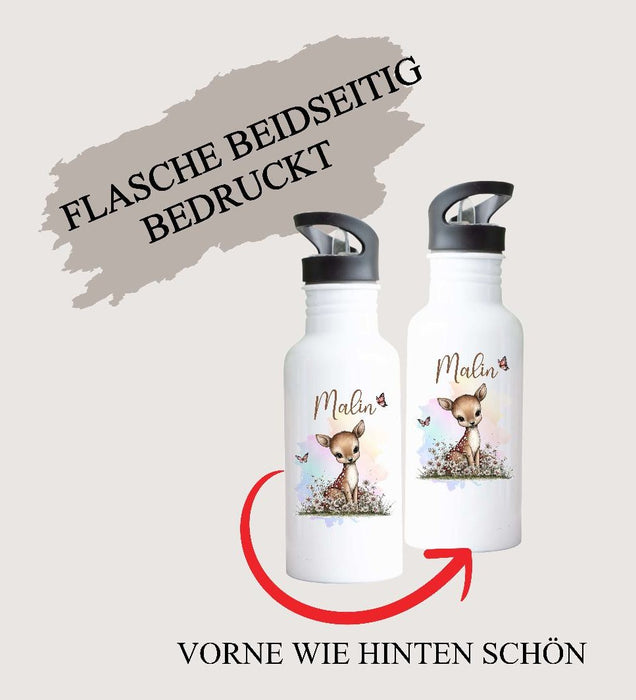 Kindergarten Set personalisiert Reh – Rucksack, Trinkflasche & Brotdose mit Namen Kitakind - CreativMade 
