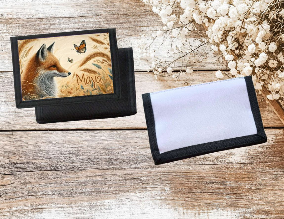 Kinder Geldbeutel personalisiert Fuchs – Geldbörse mit Namen Klettverschluss oder Reißverschluss Porte­mon­naie - CreativMade