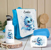 Kindergarten Set personalisiert Drache – Rucksack, Trinkflasche & Brotdose mit Namen Kitakind - CreativMade 