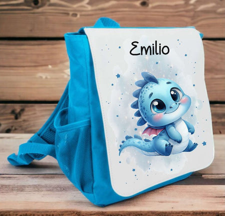 Kindergarten Set personalisiert Drache – Rucksack, Trinkflasche & Brotdose mit Namen Kitakind - CreativMade 
