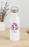 Personalisierte Kinder Trinkflasche mit Namen Einhorn – Edelstahl Thermosflasche auslaufsicher für Kindergarten & Schule - CreativMade