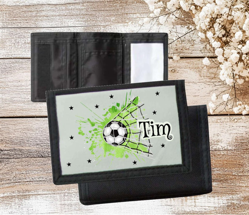 Kinder Geldbeutel personalisiert Fußball – Geldbörse mit Namen Klettverschluss  Porte­mon­naie - CreativMade 