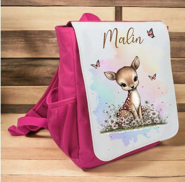 Kindergarten Set personalisiert Reh – Rucksack, Trinkflasche & Brotdose mit Namen Kitakind - CreativMade 
