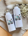 Personalisierte Kinder Trinkflasche mit Namen Dinosaurier Auto – Edelstahl Thermosflasche auslaufsicher für Kindergarten & Schule - CreativMade