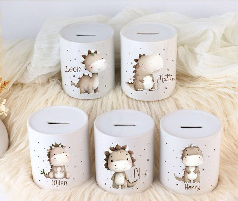 Personalisierte Kinderspardose mit Namen Tierfreunde Keramik Spardose zur Einschulung, Geburt oder Taufe - CreativMade