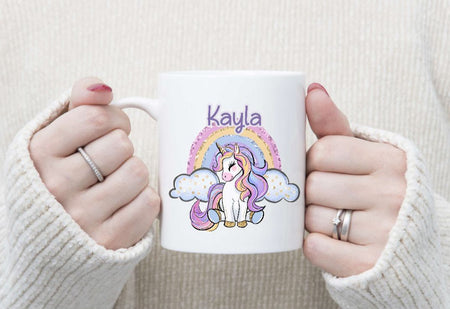 Tasse personalisiert Einhorn mit Name Kinder Mädchen Einschulung Kindertasse Keramik oder Emaille - CreativMade 