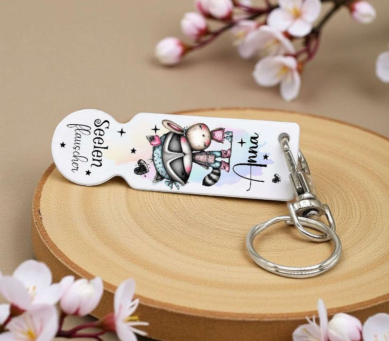 Einkaufswagenlöser personalisiert mit Namen Waschbär Spruch Einkaufchip Wagenlöser Metall Schlüsselanhänger