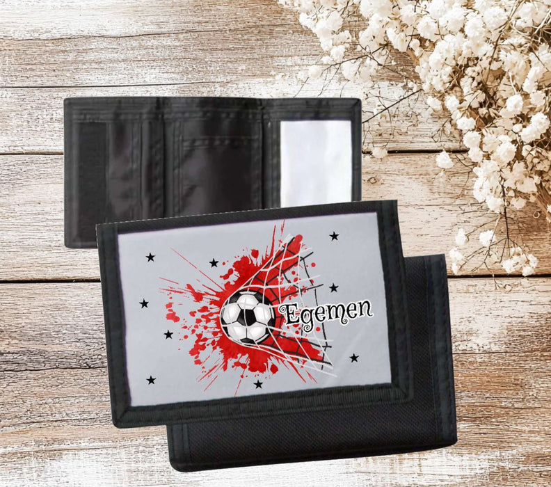 Kinder Geldbeutel personalisiert Fußball – Geldbörse mit Namen Klettverschluss  Porte­mon­naie - CreativMade 