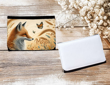 Kinder Geldbeutel personalisiert Fuchs – Geldbörse mit Namen Klettverschluss oder Reißverschluss Porte­mon­naie - CreativMade