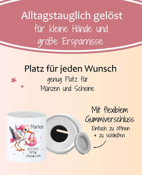 Personalisierte Taufspardose aus Keramik – Spardose zur Taufe mit Namen - CreativMade