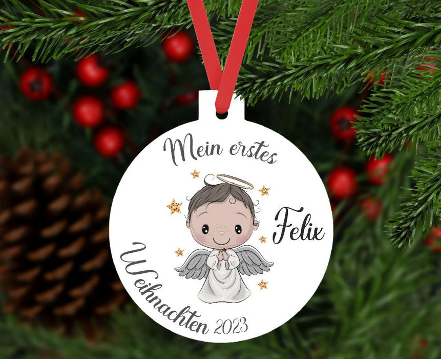 Mein erstes Weihnachten Weihnachtsbaum Anhänger personalisiert mit Name Christbaumschmuck Baby - CreativMade 
