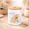 Kinder Spardose mit Name Pferd – Personalisierte Spardose für Kinder Keramik mit Bambusdeckel für Mädchen | CreativMade .