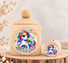 Milchzahndose Einhorn Regenbogen Holz mit Motivscheibe | DIY & Kreativbedarf 6 x 4cm Zahndose - CreativMade