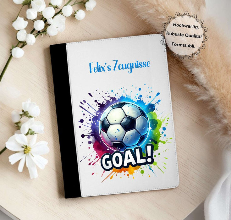 Personalisierte Zeugnismappe mit Namen Fußball – Mappe für Schulzeugnisse A4 | Geschenk zur Einschulung Jungen - CreativMade 