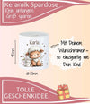Personalisierte Kinderspardose mit Namen Schaf - Keramik Spardose zur Einschulung, Geburt oder Taufe - CreativMade