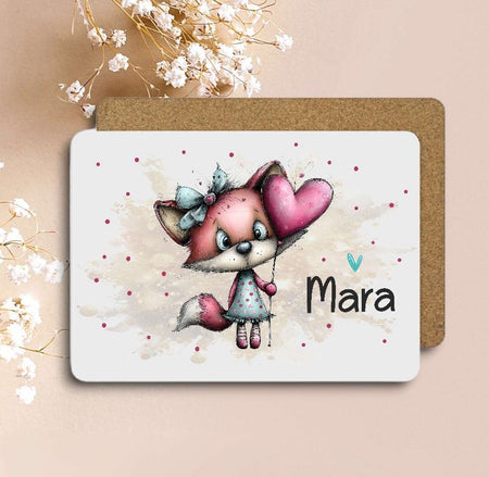 Tischset Kinder Fuchs rutschfest personalisiert mit Name Platzdeckchen Platzset - CreativMade 