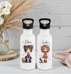 Personalisierte Trinkflasche Kinder Mädchen -  Edelstahl Trinkflasche mit Name - Strohhalm Geschenk Einschulung Geburtstag - CreativMade 