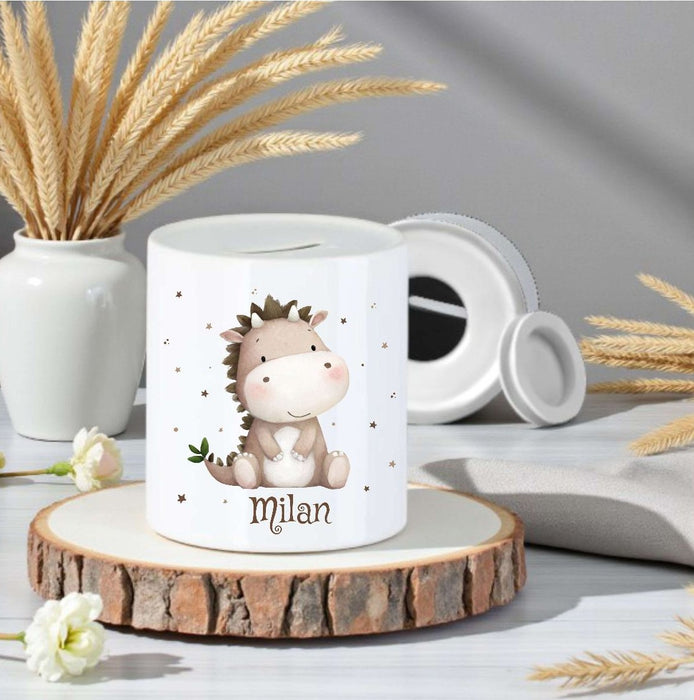 Personalisierte Kinderspardose mit Namen Tierfreunde Keramik Spardose zur Einschulung, Geburt oder Taufe - CreativMade