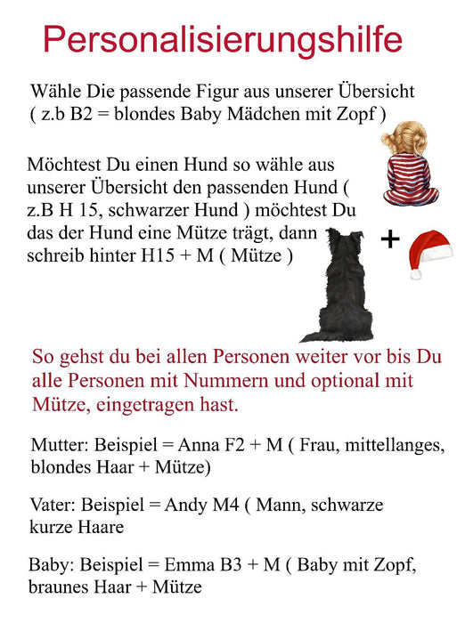 Tasse Personalisierte Weihnachtstasse Familie & Haustier – Keramik oder Emaille mit Namen Weihnachtsgeschenk - CreativMade 
