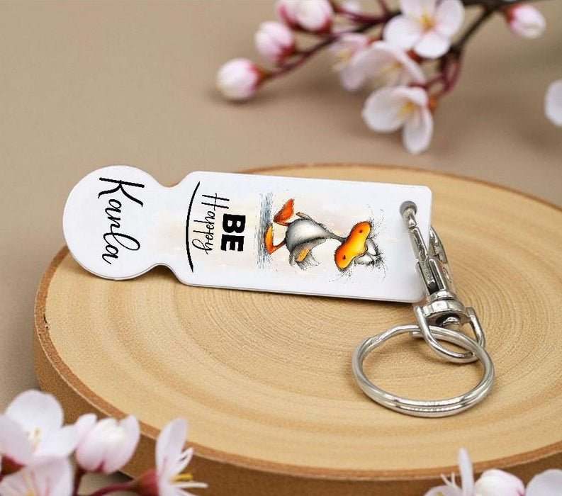 Einkaufswagenlöser personalisiert mit Namen Be Happy Spruch Einkaufchip Wagenlöser Metall Schlüsselanhänger