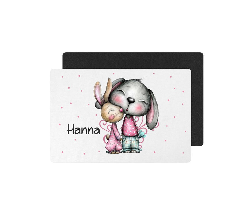 Tischset Kinder Hase rutschfest personalisiert mit Name Platzdeckchen Platzset abwischbar - CreativMade 