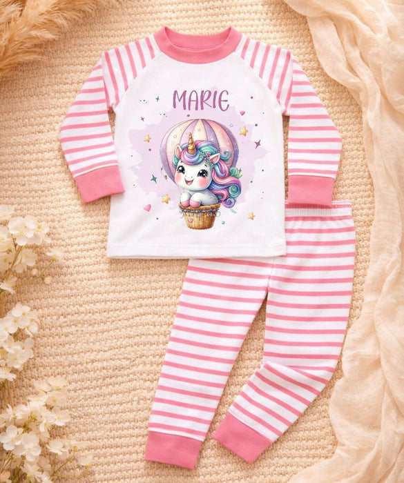 Kinder Schlafanzug mit Namen Einhorn – Personalisierter Pyjama für Babys Mädchen - CreativMade