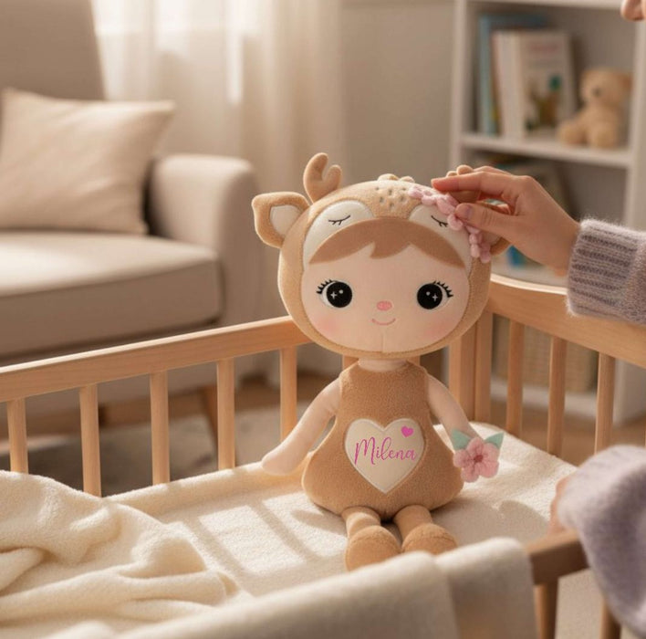 Personalisierbares Kuscheltier Reh Plüschtier – 50 cm Schmusetier mit Namen Geschenk für Babys & Kinder - CreativMade 