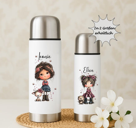 Thermoskanne personalisiert mit Namen Mädchen Edelstahl Isolierflasche Thermoflasche Geschenkidee - CreativMade