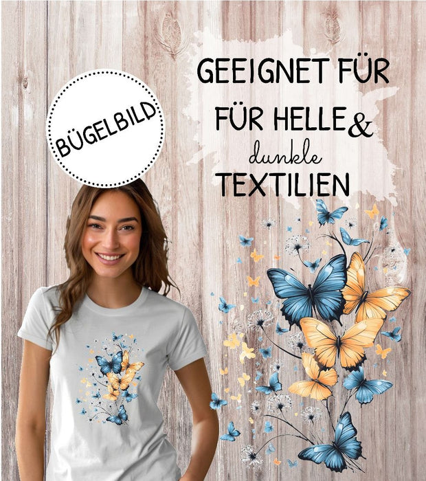 Bügelbild Schmetterling Erwachsene Aufbügelmotiv Textilaufbügler für Kleidung & Stoffe DIY Transferbild & Geschenkidee Damen - CreativMade