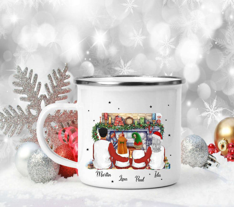 Tasse mit Name Familie Weihnachten Emaillie oder Keramik - CreativMade 