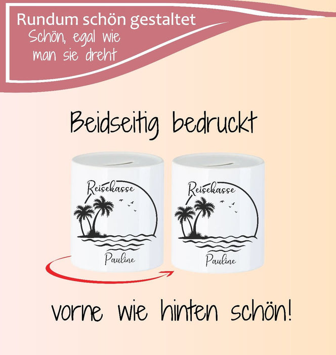 Personalisierte Reisekasse aus Keramik – Urlaubskasse mit Namen - CreativMade